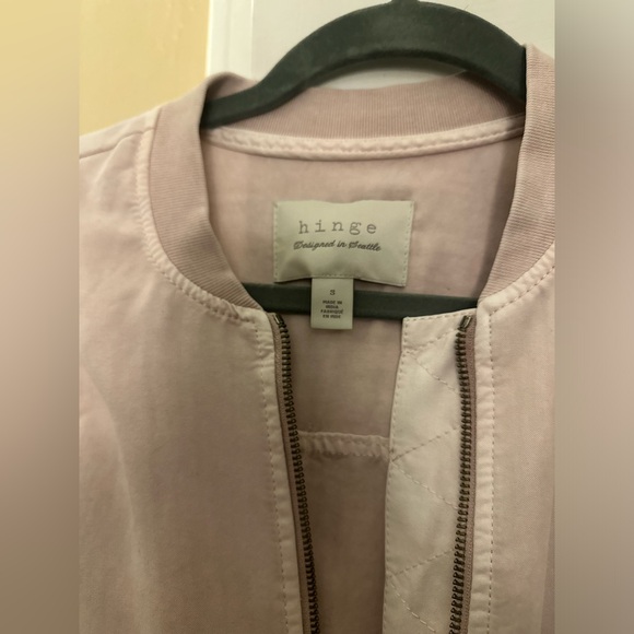 Dusty Pink HINGE Bomber Jacket with Arm Pocket - Picture 2 of 8